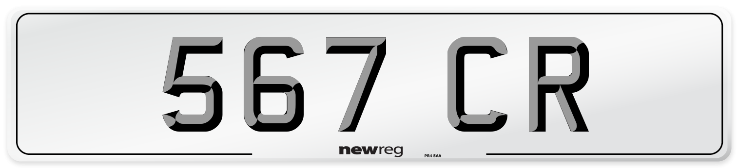 567 CR Number Plate from New Reg